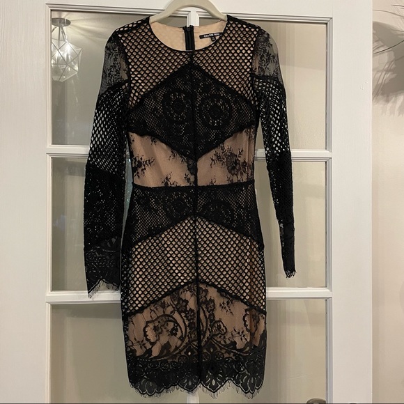 Gianni Bini Dresses & Skirts - Gianni Bini: Tan and black lace dress